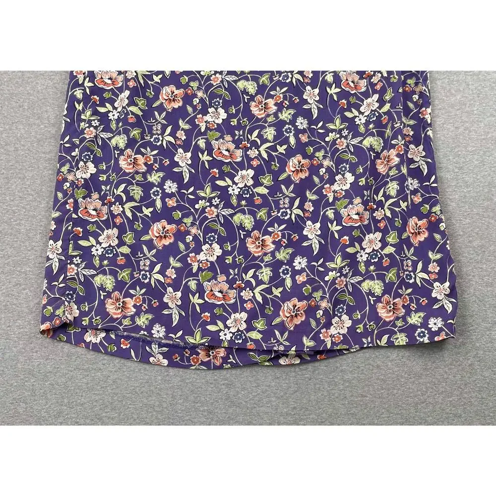 90s VTG Paul Harris Design Floral Maxi Skirt Size L Purple Wrap Front Fairycore